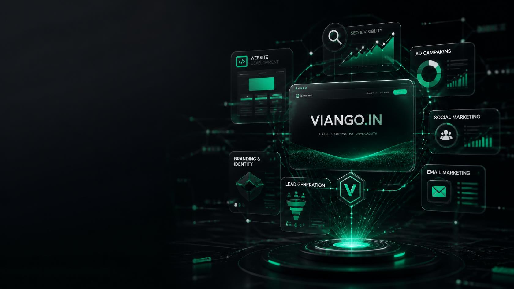 Home Viango complete digital marketing solutions including website development SEO advertising social media branding and email marketing