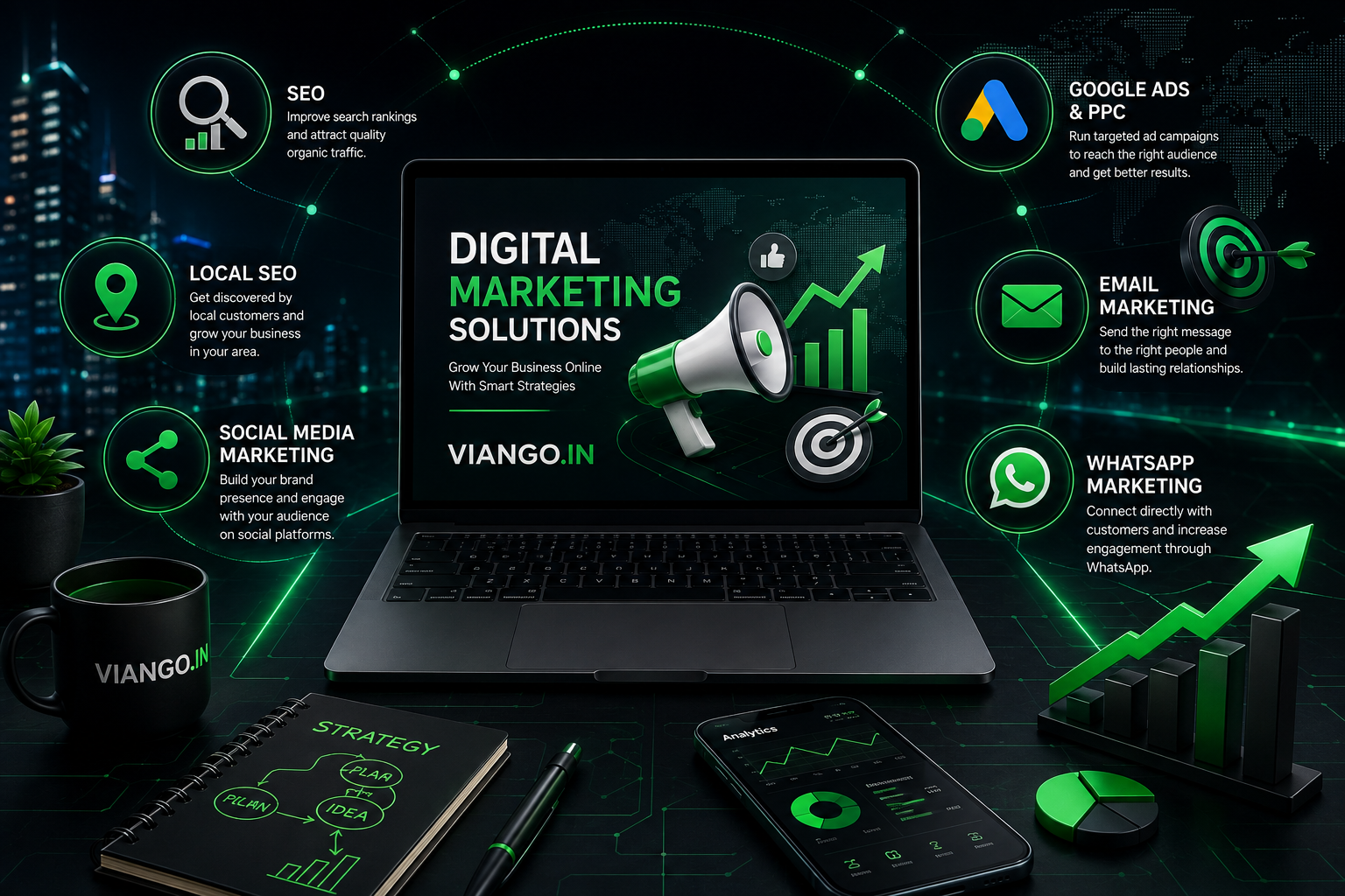 VIANGO.IN digital marketing services including SEO, social media, Google Ads and email marketing